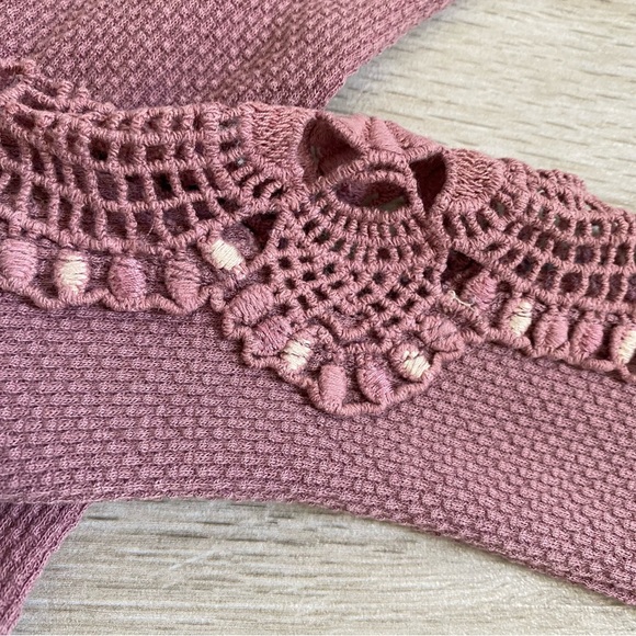 Free People We The Free Pink Long Sleeve Waffle Texture Too With Sleeve … - Picture 7 of 10